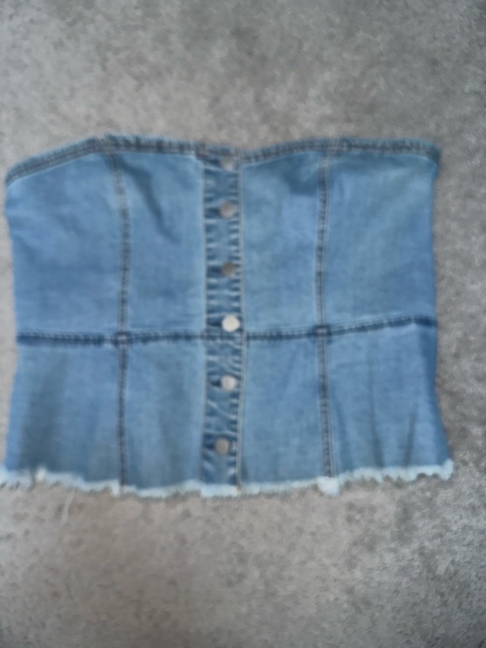 Light Blue Denim Bandeau Top with Button Front Size 1X